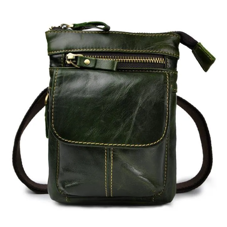 Secure Pocket Mens Leather Small Side Bag Waist Pouch Holster COURIER BAG Belt Case Belt Pouch for Men