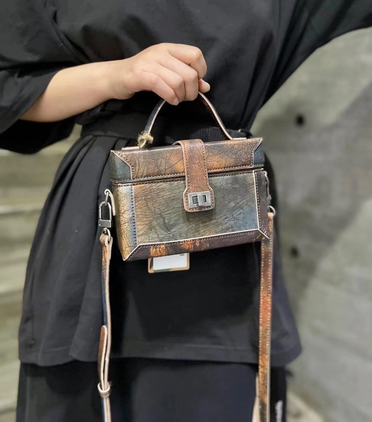 Fantasy Colours Calfskin Leather Classic Box Bag, Women's Leather Box Shoulder Bag, Handcrafted Designer Bag, Classic Crossbody Bag Night Out Casual Day