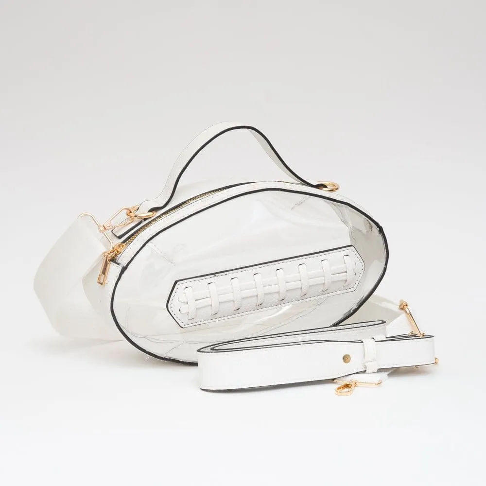 TG10695 Clear Gameday Football Stitch Detail Crossbody Bag Versatile Organizer Travel Lifestyle