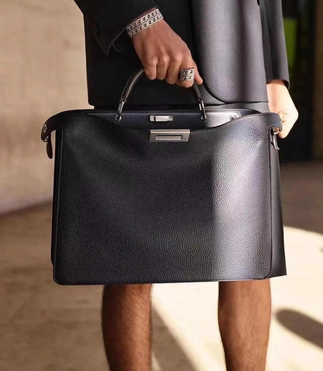 Luxury Togo Leather Structured Brief Tote, Unisex Shoulder Bag & Handbag, Laptop Bag Professional Tote Perfect Gift