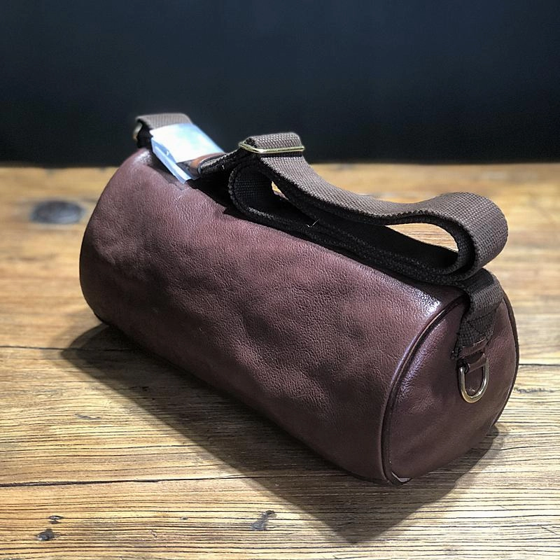 Casual Comfort Trendy Choice FASHION BROWN LEATHER MEN Small Side Bags Barrel MESSENGER BAG BLACK Bucket Bag Postman Bag FOR MEN