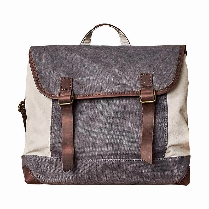 Fashion Canvas Leather Mens 14'' Satchel Messenger Bags Courier Bag College Postman Bag for Men Everyday Comfort Comfort Gear