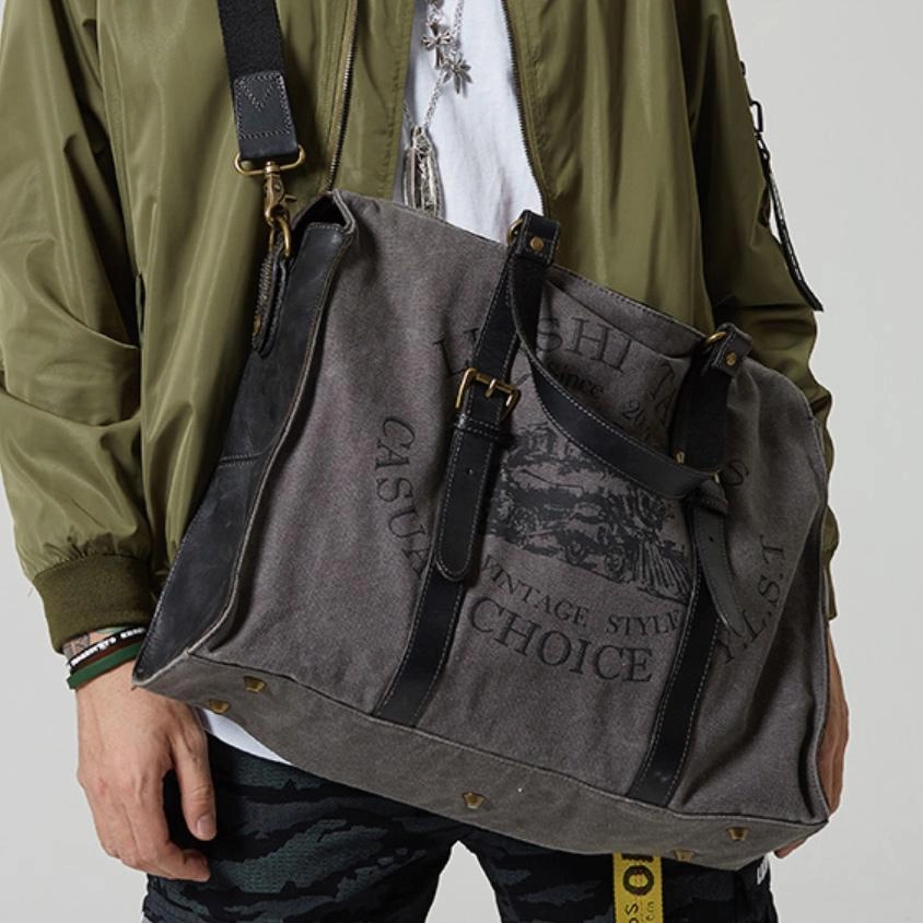 Market Visit Organizer Ready Fashion Canvas Leather Mens Weekender Bags Travel Bag Canvas Duffle Bag For Men