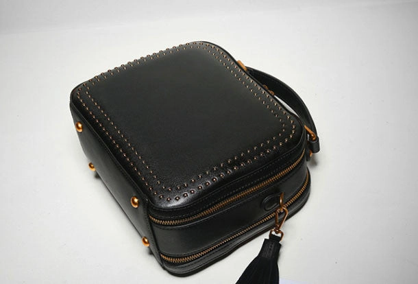 Genuine Leather handbag rivet bag tassels shoulder bag for women leather bag Customizable style