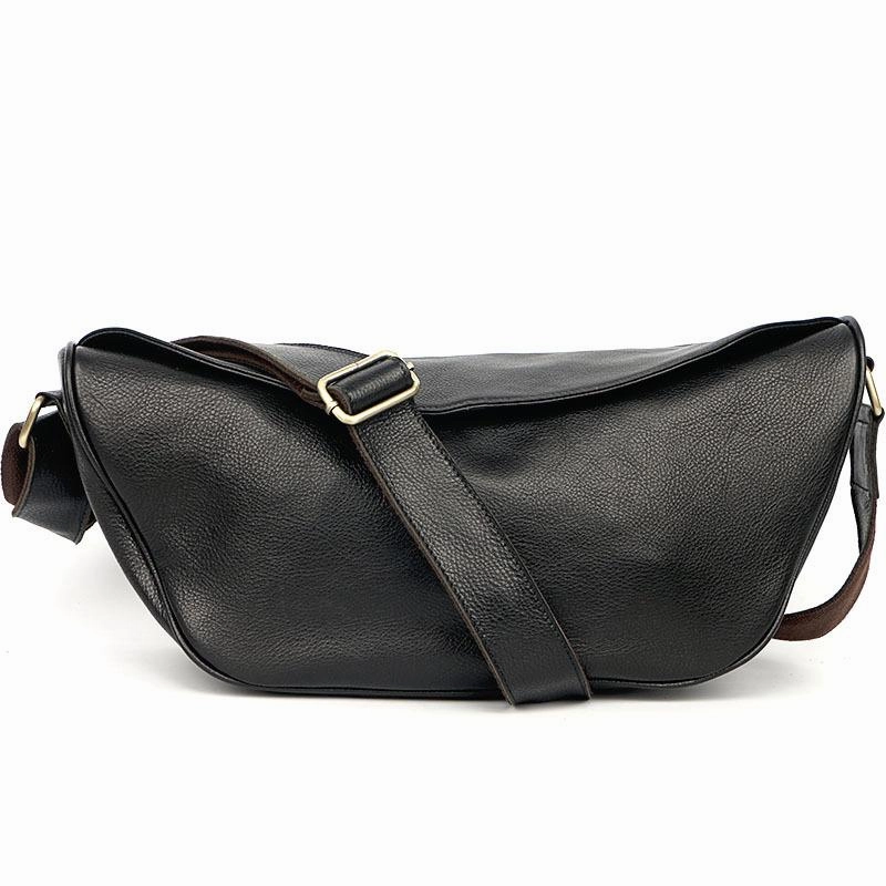 Classic Appeal Brown Cool Leather Mens Saddle Messenger Bag Black Courier Bag Black Postman Bag For Men