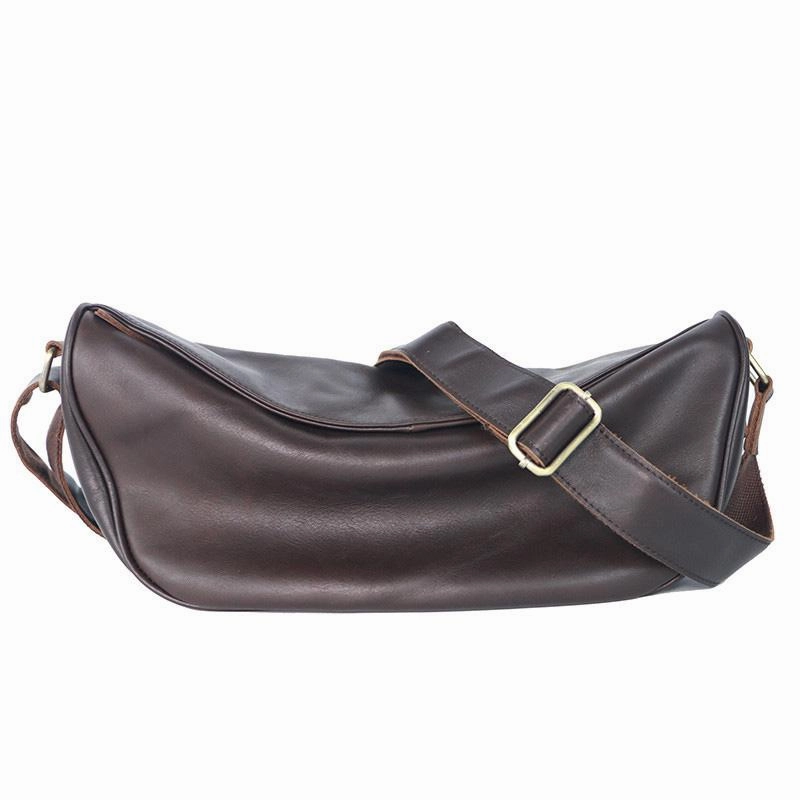 Compact Companion Brown Cool Leather Mens Saddle Messenger Bag Black Courier Bag Black Postman Bag For Men