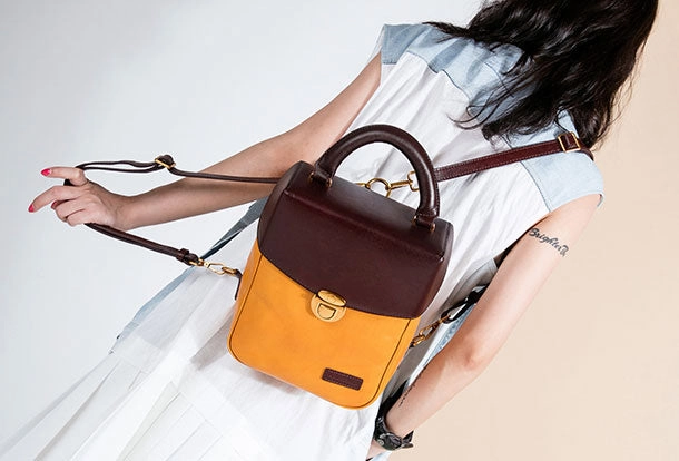 Trendy Daily Genuine Leather Backpack Handmade Handbag Bag Shoulder Bag Purse For Women