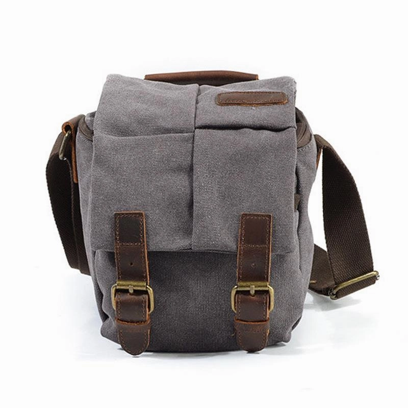 Brown CANVAS WATERPROOF MENS Small Side CAMERA Bag LARGE NIKON CAMERA BAG Gray DSLR CAMERA Messenger BAG FOR MEN Compact Solution