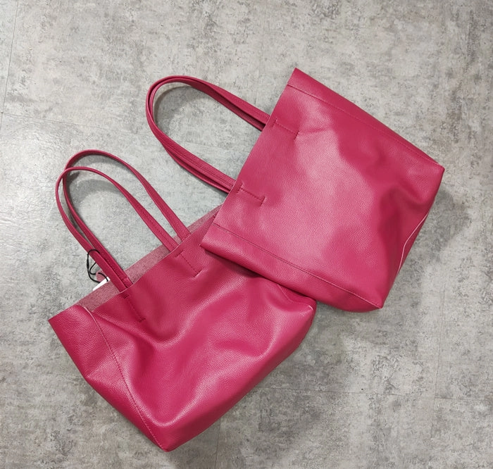 Fashion Genuine Orange Leather Tote Bag Rose Red Tote Purse Green Shoulder Tote Bag Handbag Tote For Women Fashion-forward clutch Structured Base