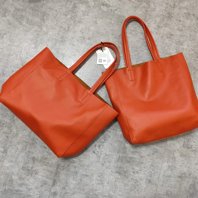 Fashion Genuine Orange Leather Tote Bag Rose Red Tote Purse Green Shoulder Tote Bag Handbag Tote For Women Timeless fashion piece Urban Street