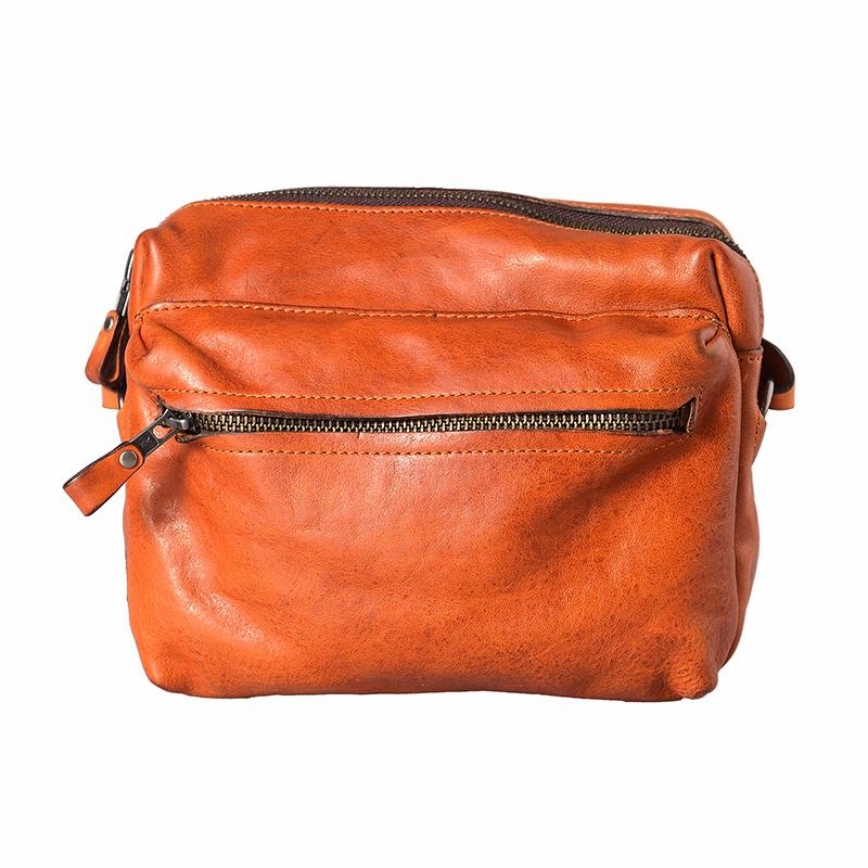 Fashion Simple Black Small Leather Men Side Bag Tan Messenger Bag Courier Bag For Men Lightweight Utility