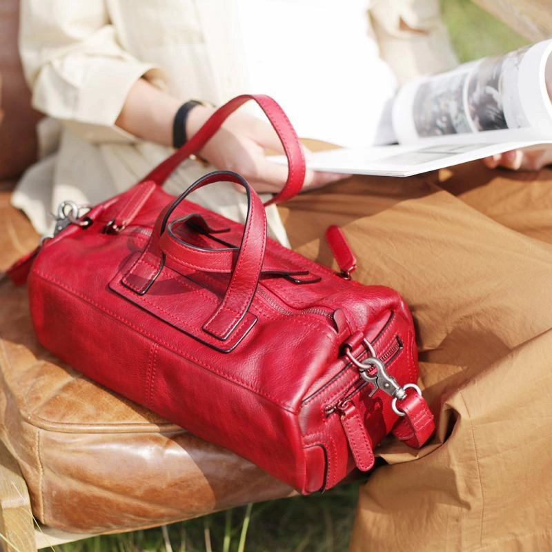 Fashion Soft Tan Womens Leather Handbag Brown Square Shoulder Bag Handbag Purse for Ladies Functional Storage Outdoor Adventure