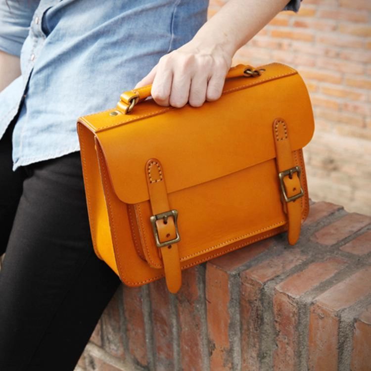 Classic Shape Premium Look Handmade Womens Beige Leather Satchel Shoulder Bag Cambridge Structured Satchel Handbag Purse for Men