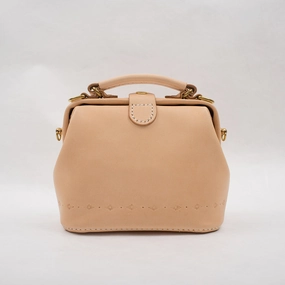 Stylish Durability Handmade Womens Beige Leather Mini doctor Handbag shoulder doctor bags for women