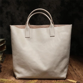 Fashion White Soft Leather Womens Tote Handbag Tote Handbags Purse for Ladies Professional Outfit