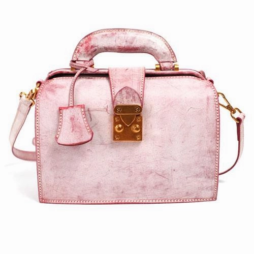 Casual Look Fashion Women's Leather Pink Structured Satchel Small Doctor Handbag Shoulder Bag Purse
