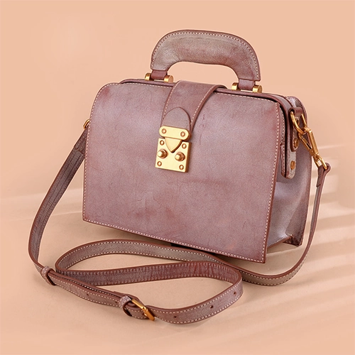 Urban Chic Fashion Women's Leather Pink Structured Satchel Small Doctor Handbag Shoulder Bag Purse