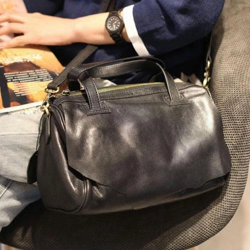 Weekend Style Soft Finish Fashion WOmens Black Leather Handbag Purses Black Leather Work Handbags Shoulder Bag for Ladies