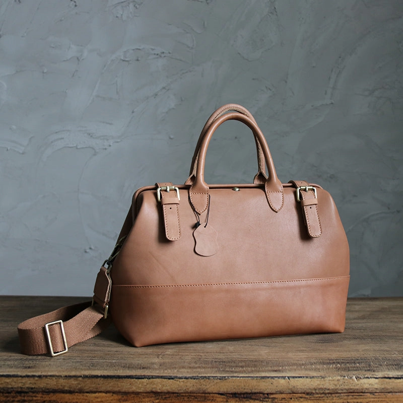 Fashion Womens Brown Leather doctor handbag shoulder doctor bag Purse for women Card Section