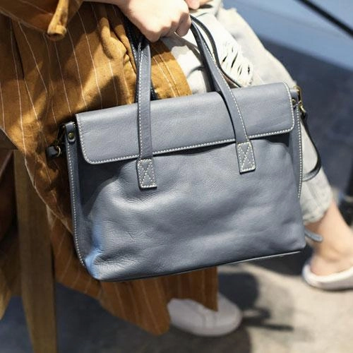 Fashion Womens Gray Leather Handbags Work Bag Womens Gray Shoulder Bags Crossbody Bag For Work Party Style