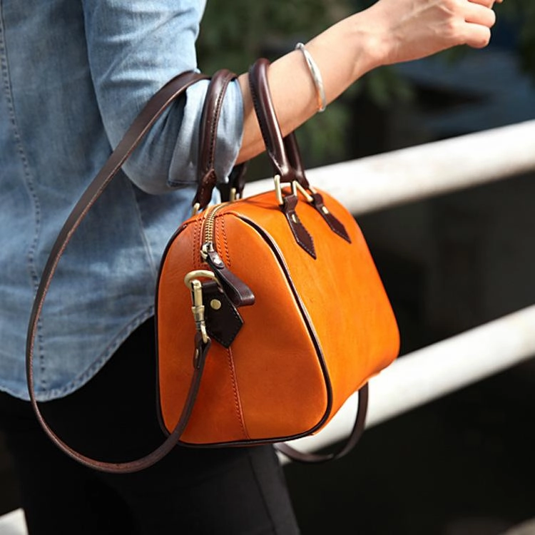 Modern Texture Fashion Womens Leather Small Boston Handbag Best Womens Leather Boston Purse Side Bag