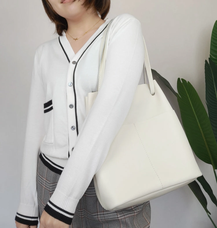 Lightweight Tote Streetwear Inspired Fashion Womens Pink Leather Tote Bag Vertical Silver Shoulder Tote Bag Bucket Tote For Women