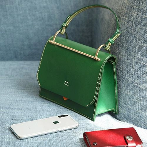 Travel Utility Neutral Tone Fashion Womens Red Leather Flap Over Handbag Purse Handmade Square Crossbody Bag Shoulder Bag Purse