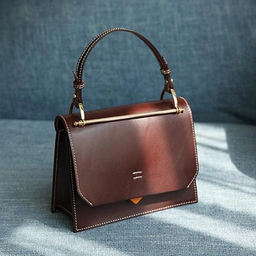Casual Appeal Polished Detail Fashion Womens Red Leather Flap Over Handbag Purse Handmade Square Crossbody Bag Shoulder Bag Purse
