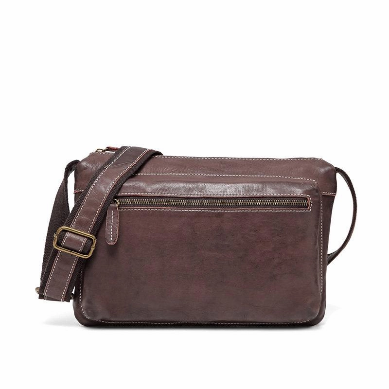 Compact Companion Daily Commute Fashionable Black Leather Mens Tan Side Bag Messenger Bags Casual Courier Bags for Men