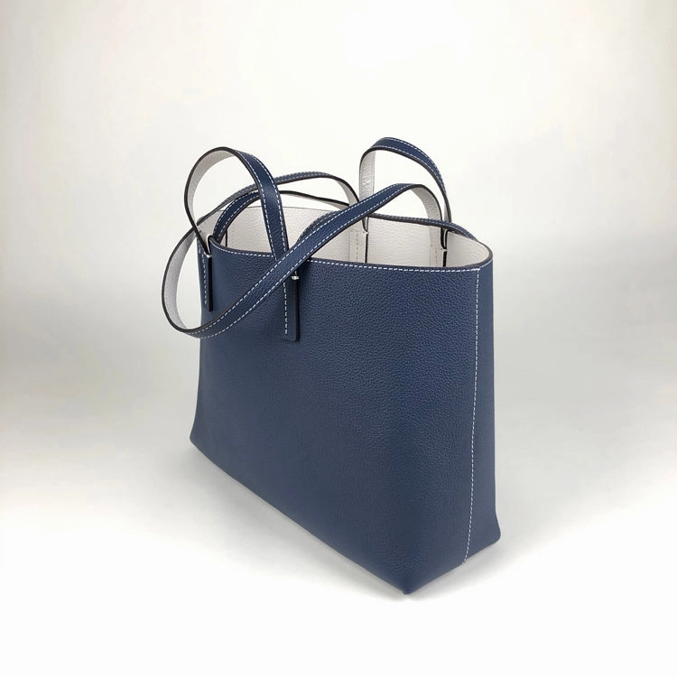 Womens Navy Leather Shoulder Tote Bags Best Tote Handbag Shopper Bags Purse for Ladies Magnetic Snap