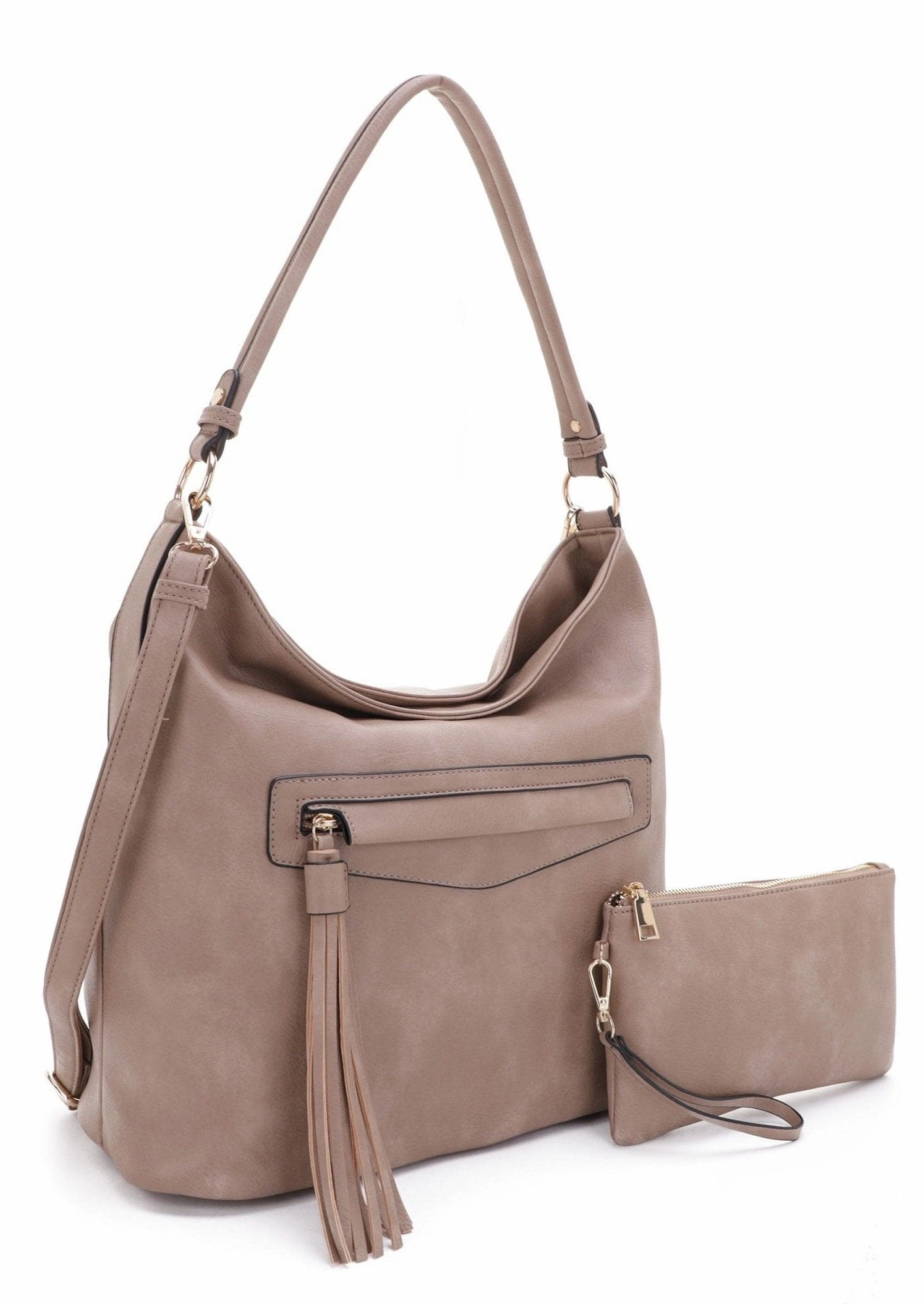 Urban practicality FC20495 Eliza Front Tassel Pocket 2 in 1 Hobo Shoulder Bag Set