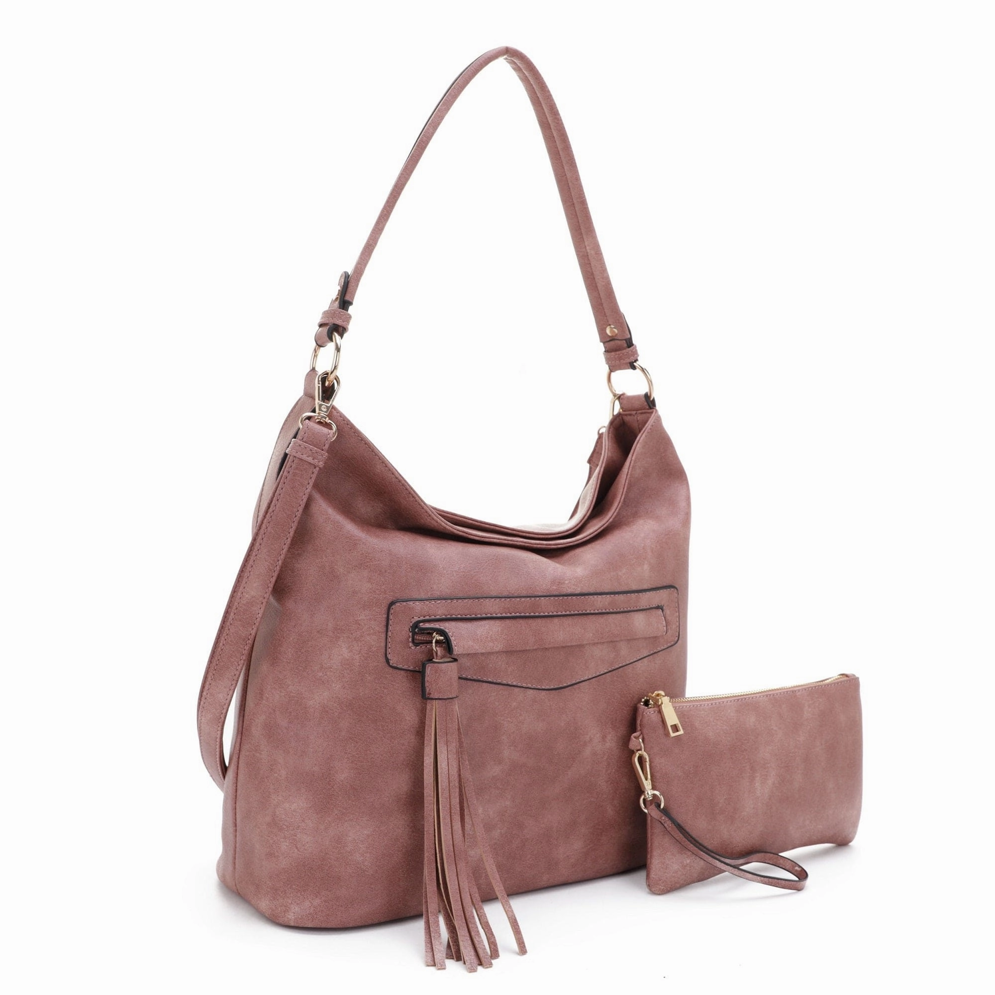 Stylish Functionality FC20495 Eliza Front Tassel Pocket 2 in 1 Hobo Shoulder Bag Set