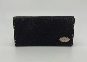 Fendi Dark Brown Selleria Leather Continental Wallet Luxury Detail