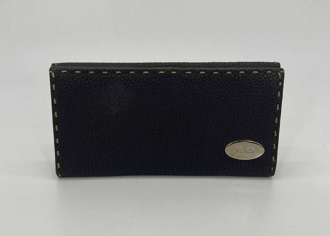 Fendi Dark Brown Selleria Leather Continental Wallet Luxury Detail