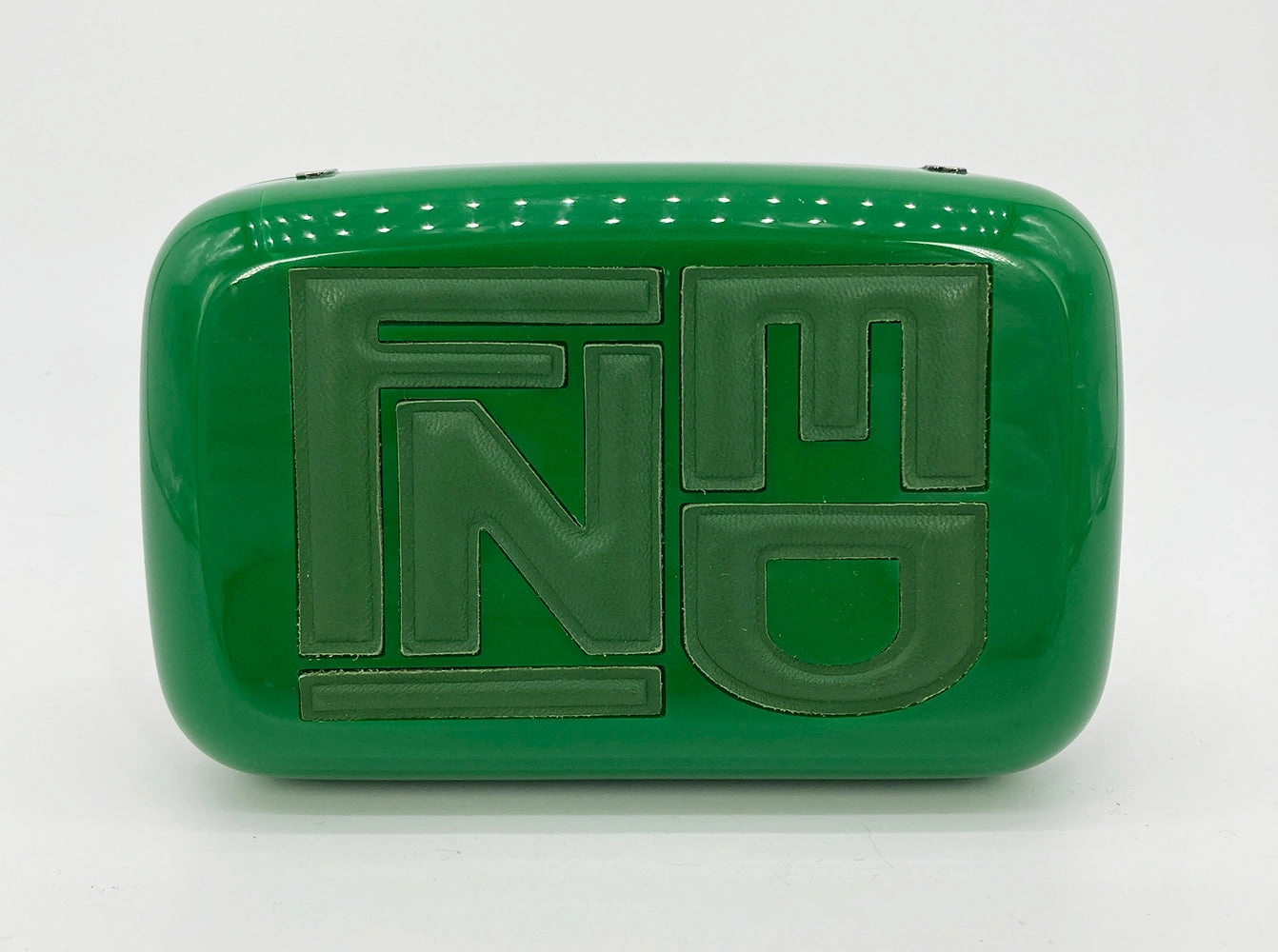 Red Carpet Ready Fendi Green Logo Box Clutch