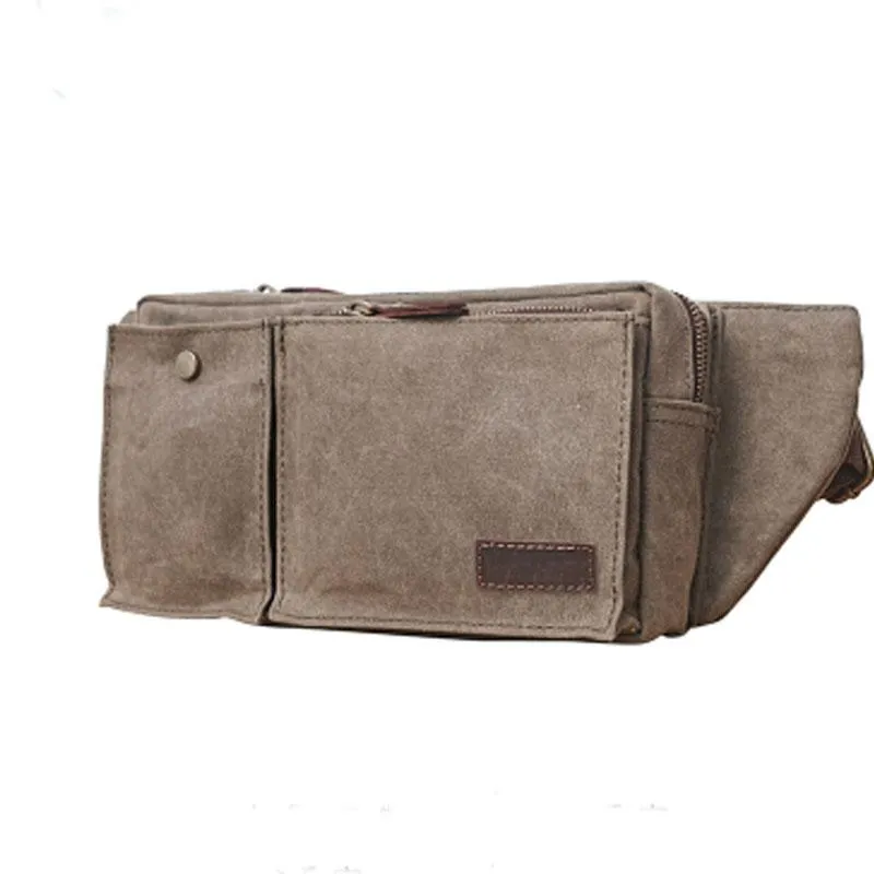 Compact Construction Classic Proportion Canvas Mens Fanny Pack Canvas Waist Bag Small Canvas Chest Bag for Men