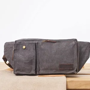 Canvas Mens Fanny Pack Canvas Waist Bag Small Canvas Chest Bag for Men Compact Proportion Modern Lifestyle