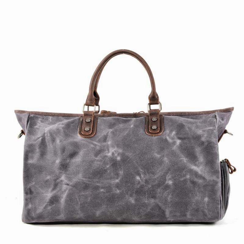 Travel-Friendly Construction Adjustable Frame Casual Waxed Canvas Leather Mens Large Black Travel Weekender Bag Green Duffle Bag for Men