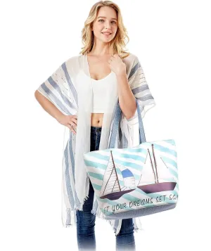 Picnic Bag LOA105 "Let Your Dreams Set Sail" Summer Beach Tote Bag