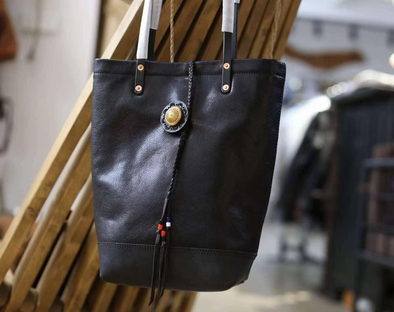 Minimalist Carryall Urban Explorer Style Full Grain Leather Bohemian Shoulder Bag Tote Bag Handmade Leather Bucket Bag, Ethnic Bag Women/Men Bag, Brown Black Leather Bag,