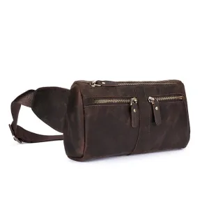 Executive Style COOL Dark Brown LEATHER MENS FANNY PACK BUMBAG WAIST BAG FOR MEN