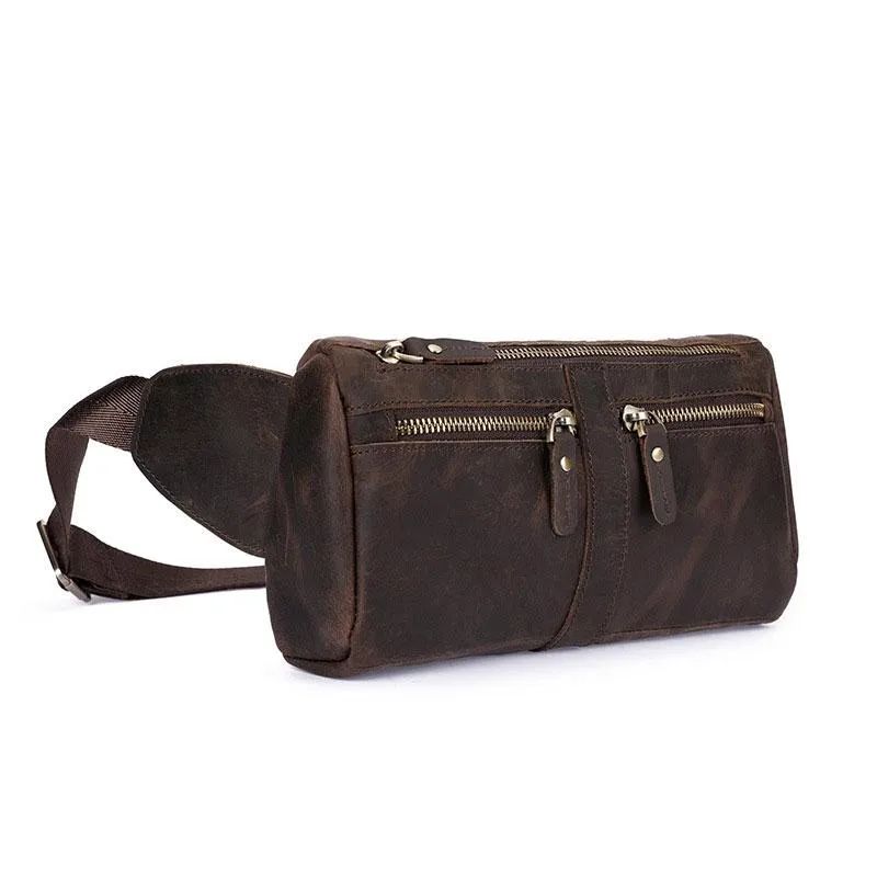 Executive Style COOL Dark Brown LEATHER MENS FANNY PACK BUMBAG WAIST BAG FOR MEN