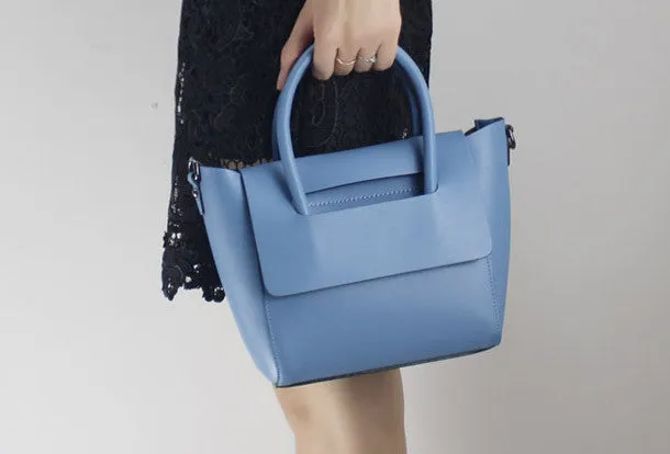 Fashion Detail Functional Design Genuine Leather handbad shoulder bag blue black for women leather shopper bag