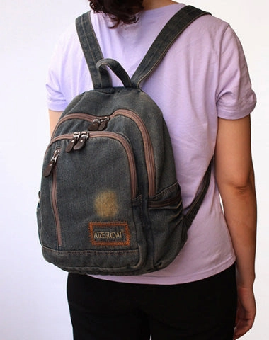 Functional Comfort Denim Blue Womens Backpack School Backpacks Blue Denim Laptop Backpack For Men Modern Look Outdoor Function Performance