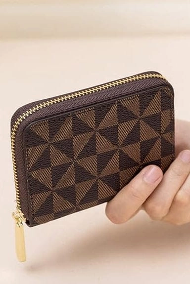 PM025 Two Tone Triangle Pattern Accordion Bi-fold Wallet Sleek Style