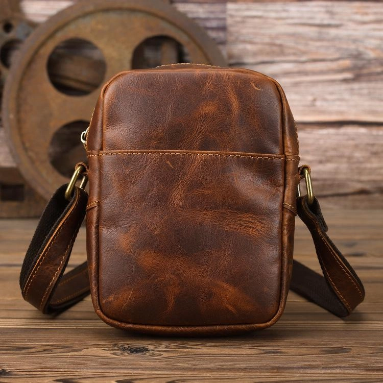 Compact Performance Black LEATHER MEN'S Small Side bag Brown Vertical Phone Bag MESSENGER BAG Courier Bag FOR MEN