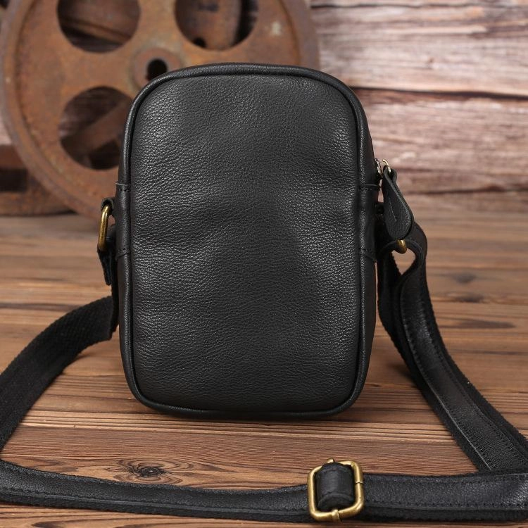 Smart Durability Lightweight Feel Black LEATHER MEN'S Small Side bag Brown Vertical Phone Bag MESSENGER BAG Courier Bag FOR MEN