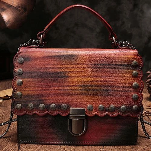 Daytime use Vintage Womens Leather Handbags Purse Green Satchel Handbags Shoulder Crossbody Bags for Ladies