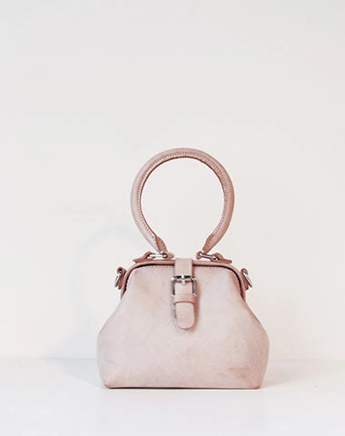 Season Color Handmade leather handbag Beige doctor bag shoulder bag cossbody bag purse women