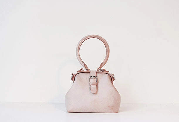 Handmade leather handbag Beige doctor bag shoulder bag cossbody bag purse women Vacation Gear Office Ready